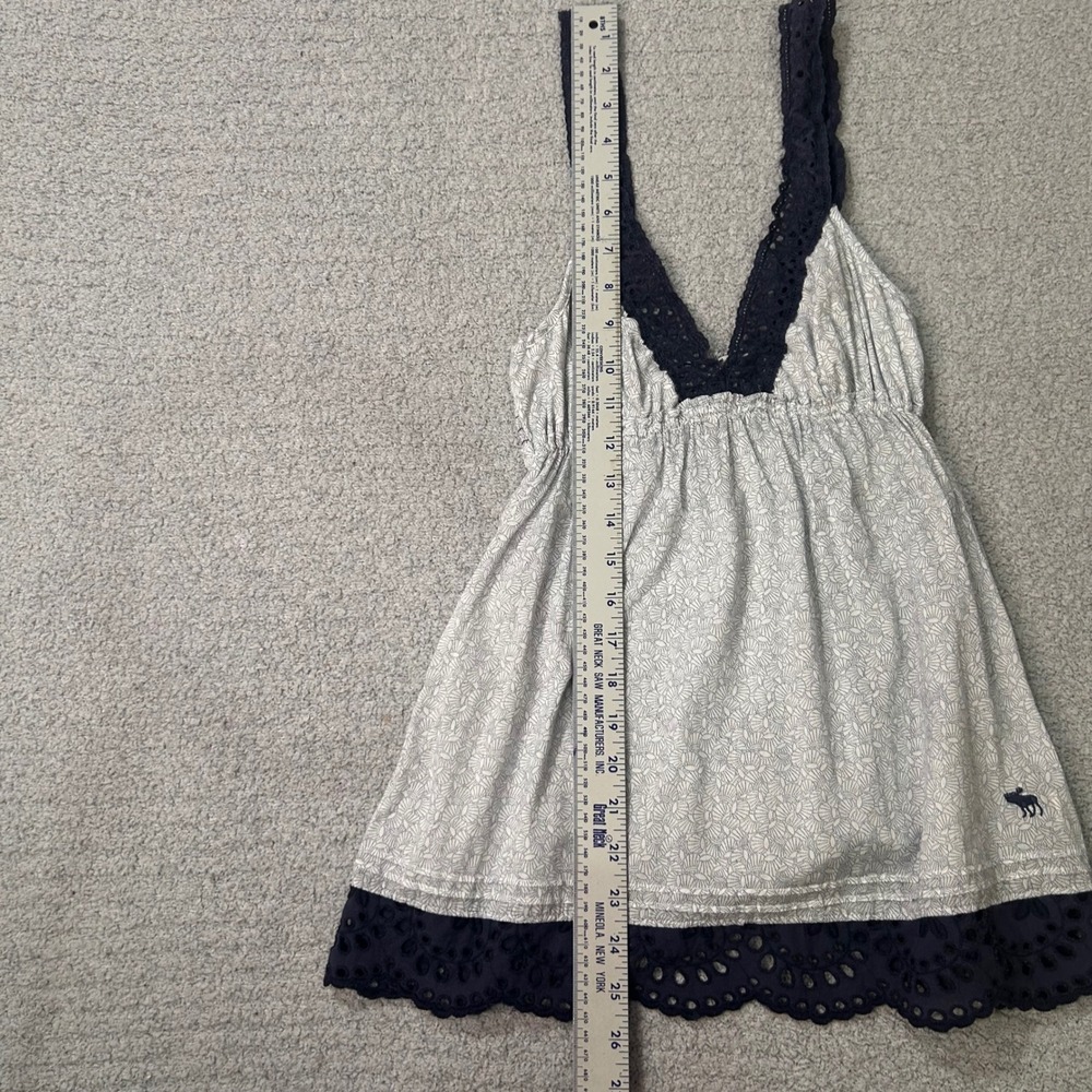 Abercrombie Babydoll Camisole Small Eyelet Navy Lace Y2K Coquette Boho 2000s - Picture 11 of 16